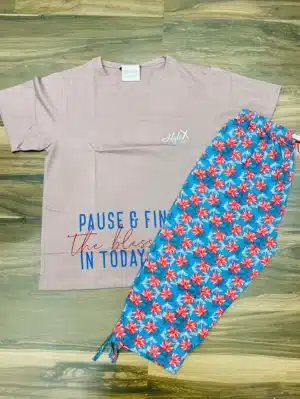 Premium hosiery cotton T-shirt with printed hosiery Capri pant