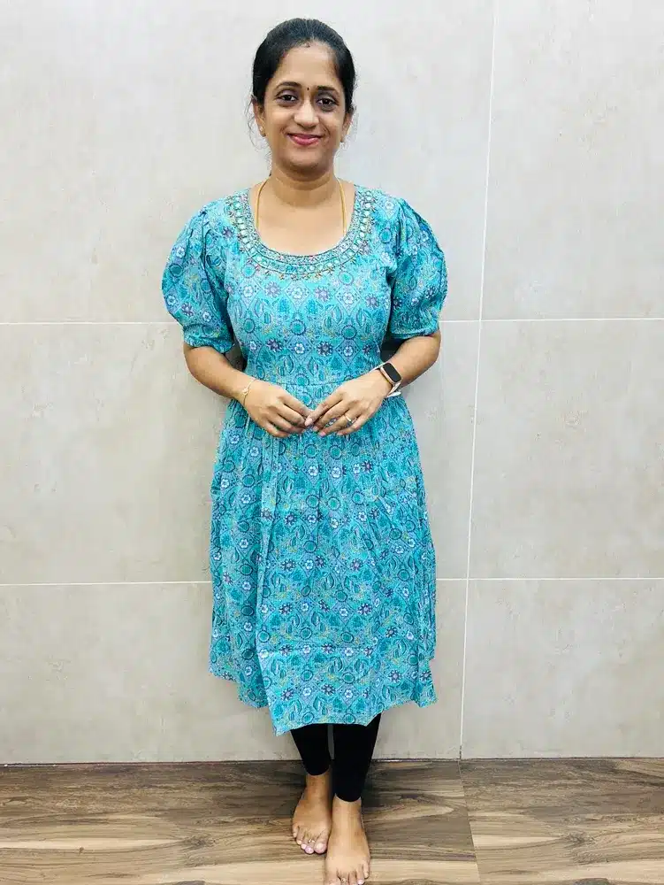 Pure cotton top (cotton lining) with handworked yoke (Gown pattern)