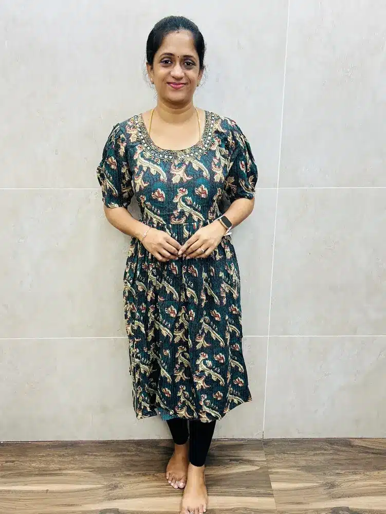 Pure cotton top (cotton lining) with handworked yoke (Gown pattern)