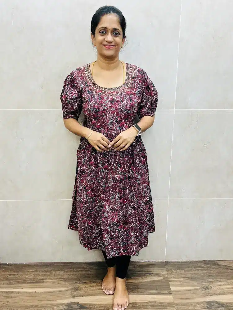 Pure cotton top (cotton lining) with handworked yoke (Gown pattern)