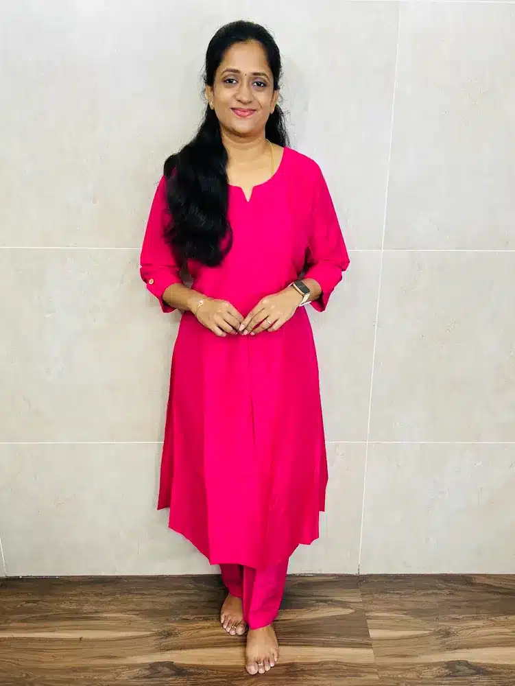 (Rani Pink)Premium silk cotton top(cotton lining)with pintuck work on yoke paired with premium silk cotton straight cut bottom(Aline pattern)