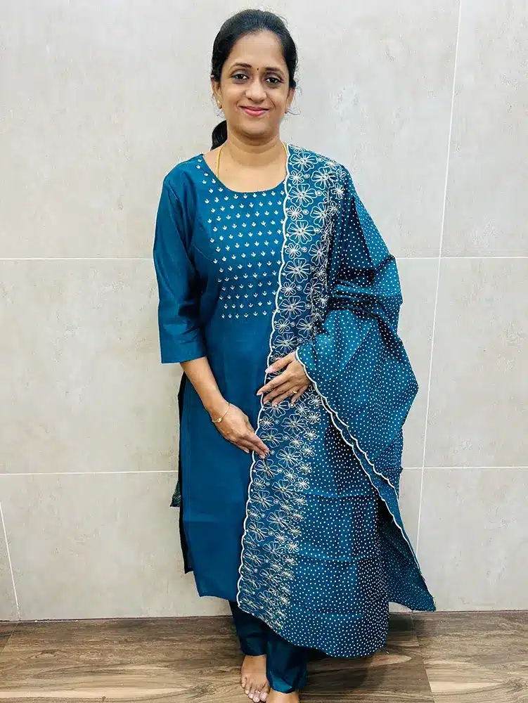 Premium soft textured silk top (crepe lining) with embroidered yoke paired with printed soft silk dupatta and silk bottom (straight cut)