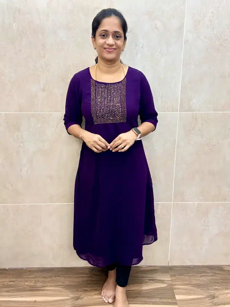 (Violet)Georgette top(full crepe lining)with exclusive handwork on yoke(Aline pattern) (Copy)