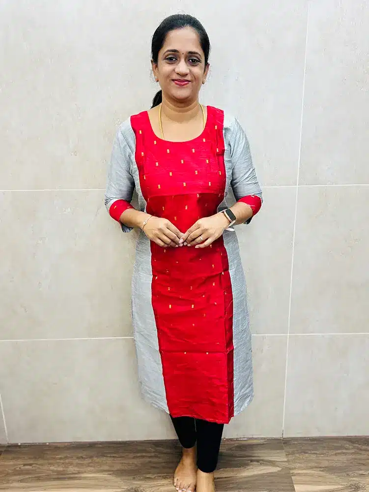 Premium silk cotton top (cotton lining) with Zari weaving buttas (straight cut)