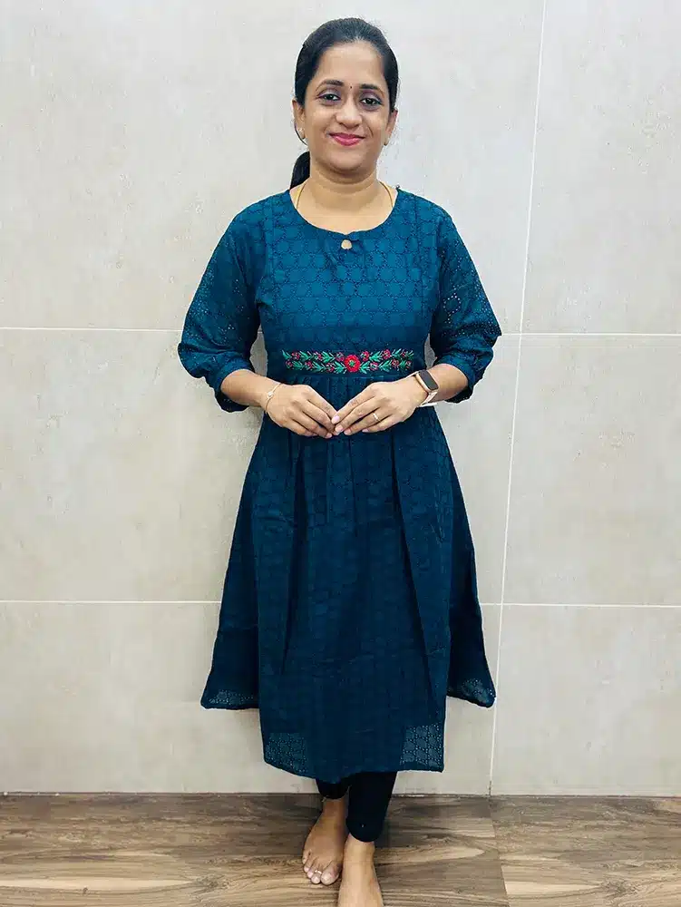 Hakoba cotton top (crepe lining) with exclusive thread work on yoke (Aline pattern)