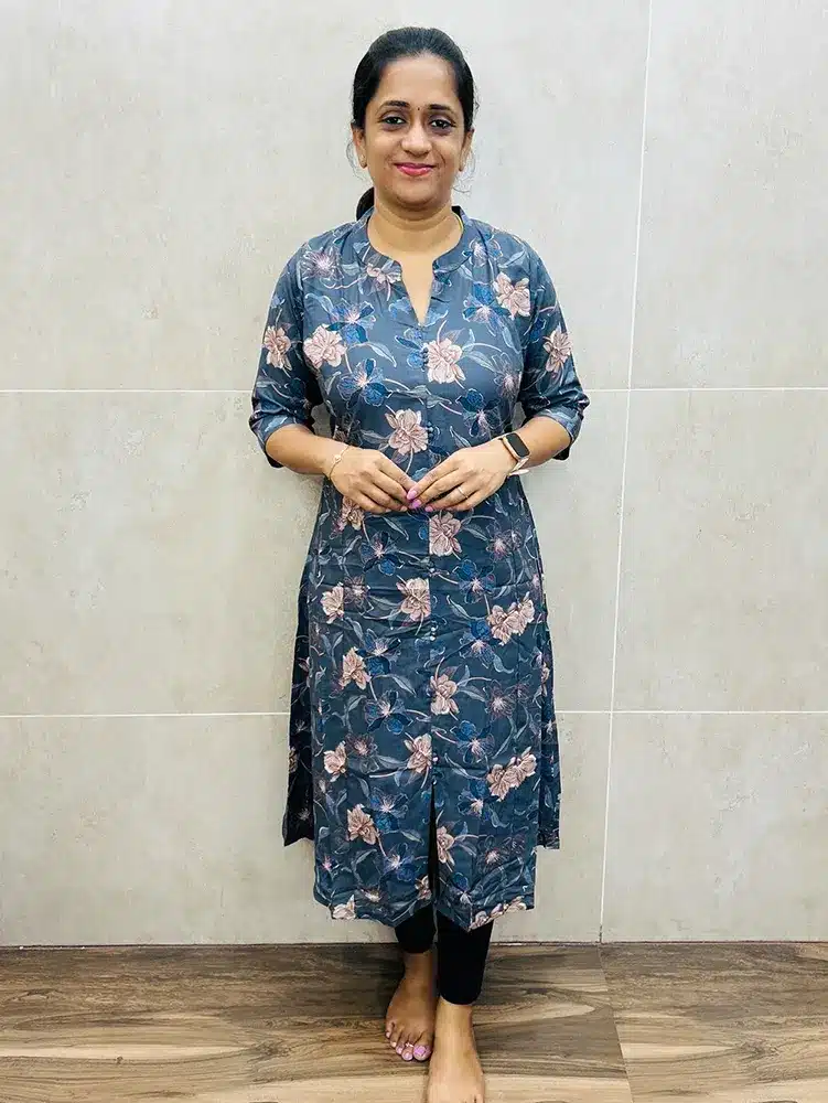 Printed soft rayon top with all over Potli work (Aline pattern)