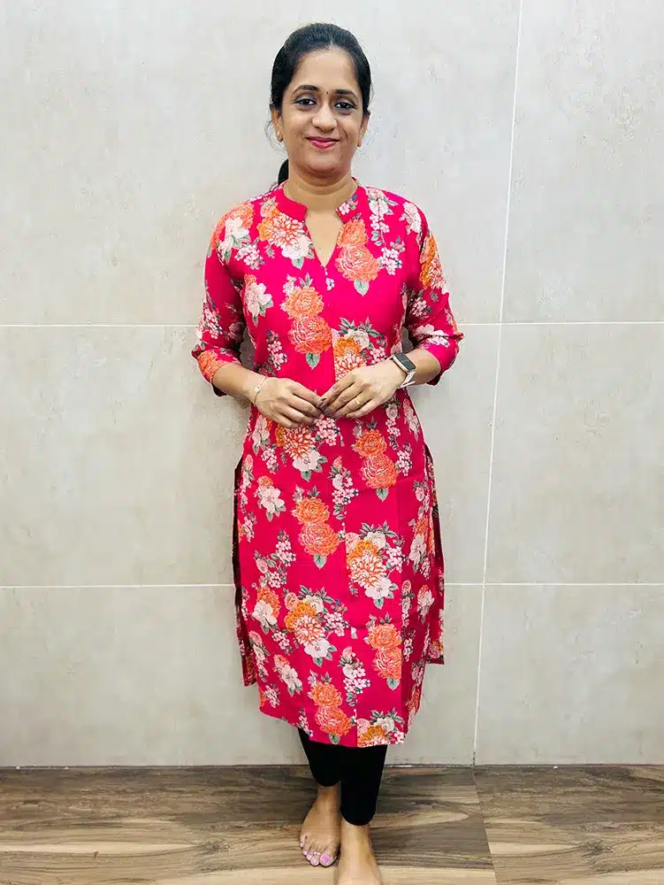 Printed premium silk cotton top (cotton lining) with all over Potli work (straight cut)