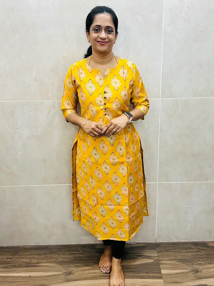 Textured musin silk top (cotton lining) with fancy buttons on yoke (straight cut)