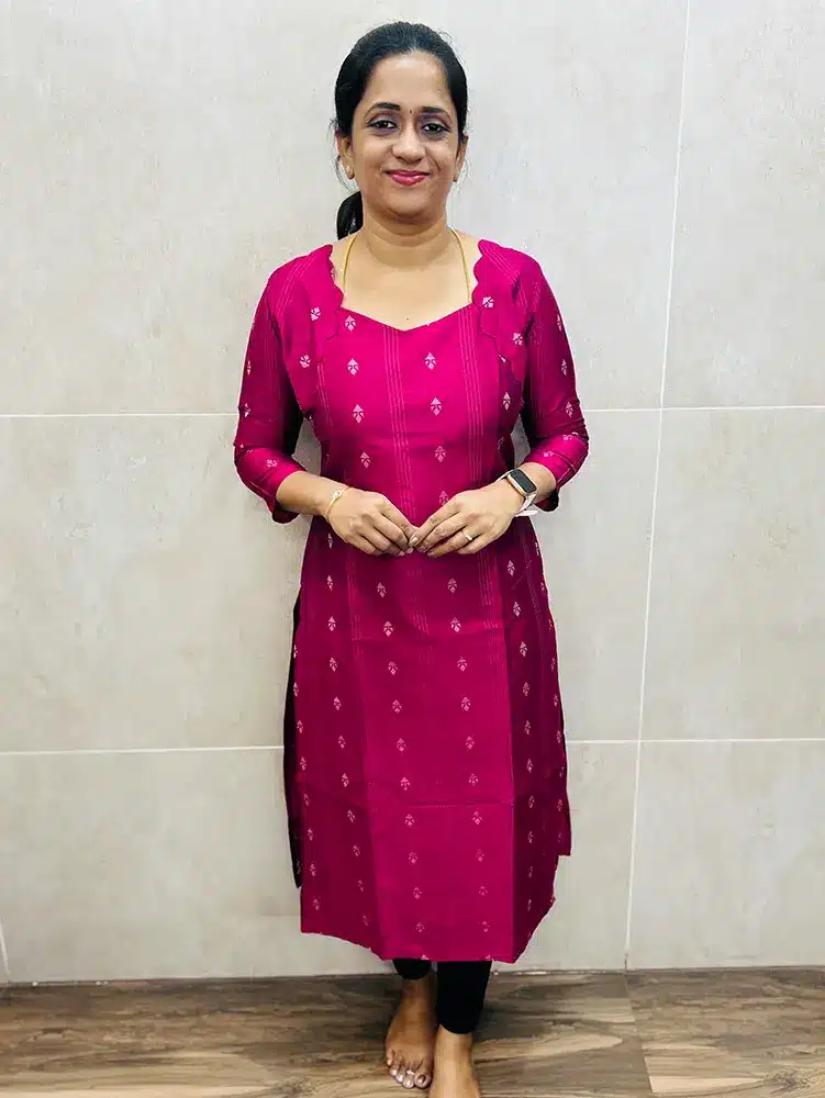 Majentha Pink - Premium silk cotton top (cotton lining) with all over thread woven buttas (straight cut)