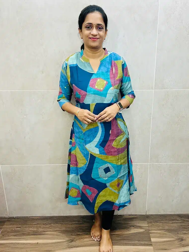 Premium printed soft silk cotton top (Aline pattern)