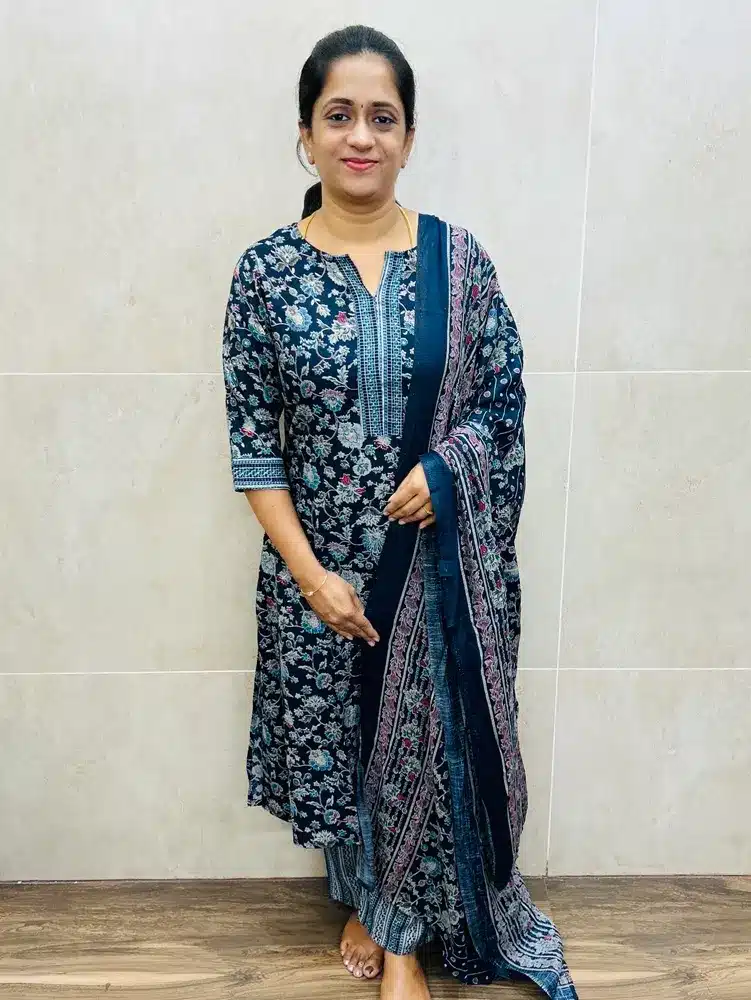 Printed premium Rayon top paired with printed rayon dupatta and rayon bottom(straight cut)