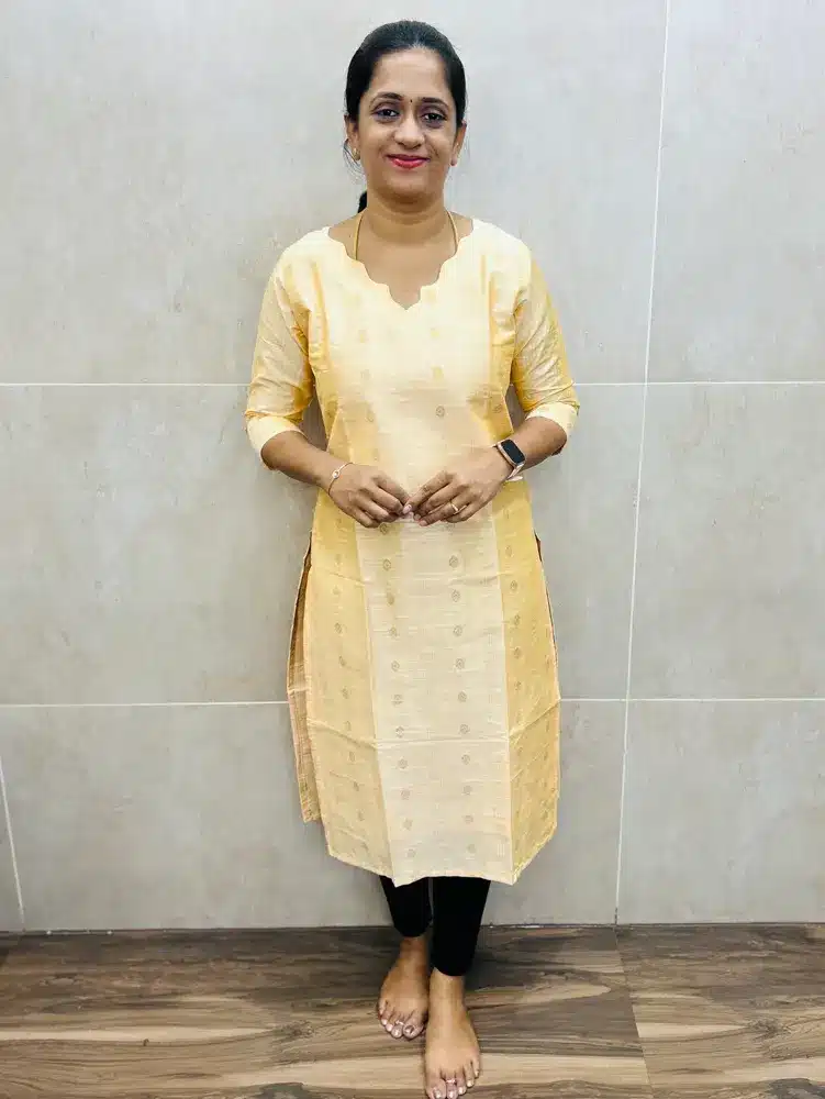 (Sandal)Premium silk cotton top(cotton lining)with all over zari weaving buttas(straight cut)