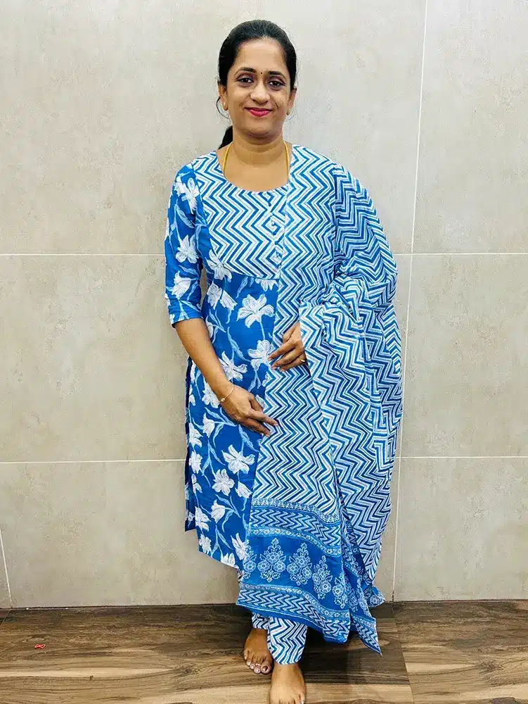 Top and dupatta only - Printed Jaipur cotton top (cotton lining) paired with printed cotton dupatta