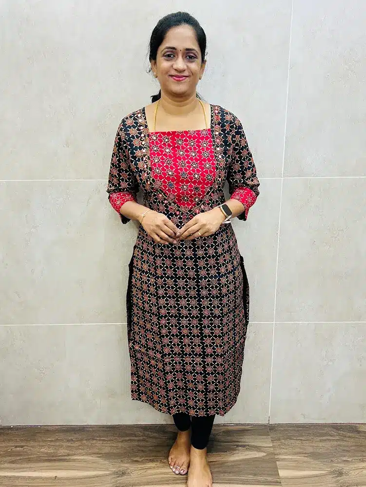 Black - Ajrakh cotton top (cotton lining) with heavy handworked yoke (straight cut)