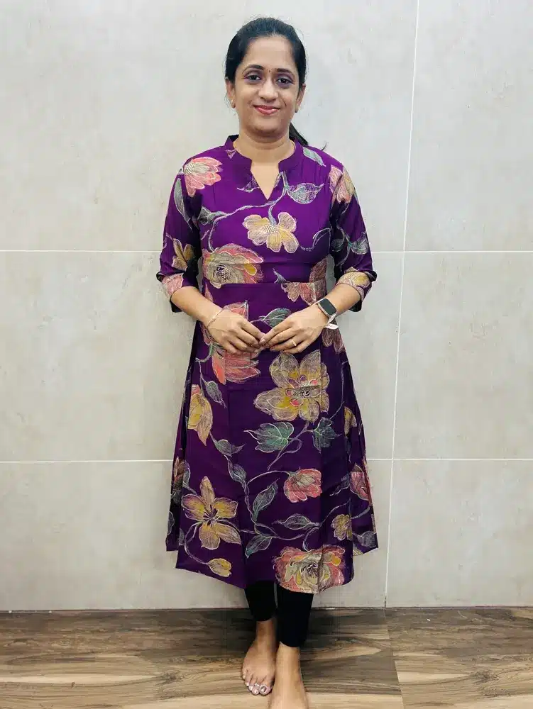 Premium printed silk cotton top with cotton lining(Aline pattern)
