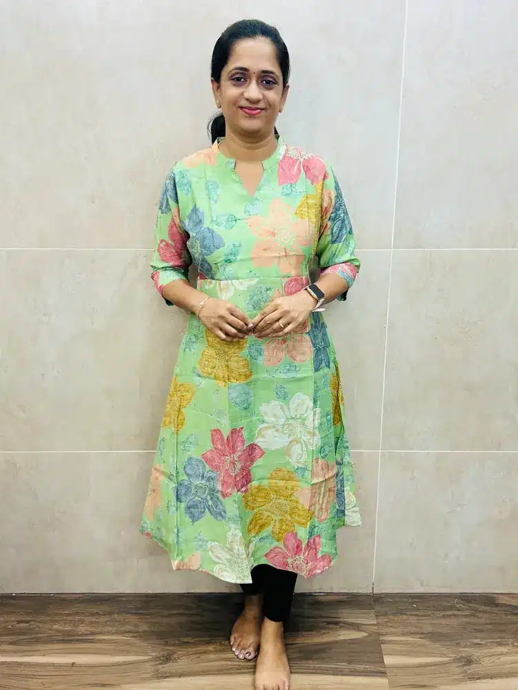 Premium printed silk cotton top with cotton lining(Aline pattern)