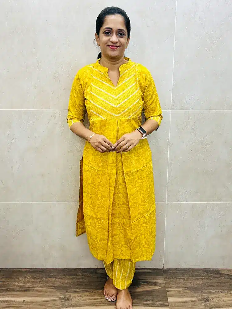 Printed Jaipur cotton top (cotton lining) paired with printed cotton bottom (straight cut)