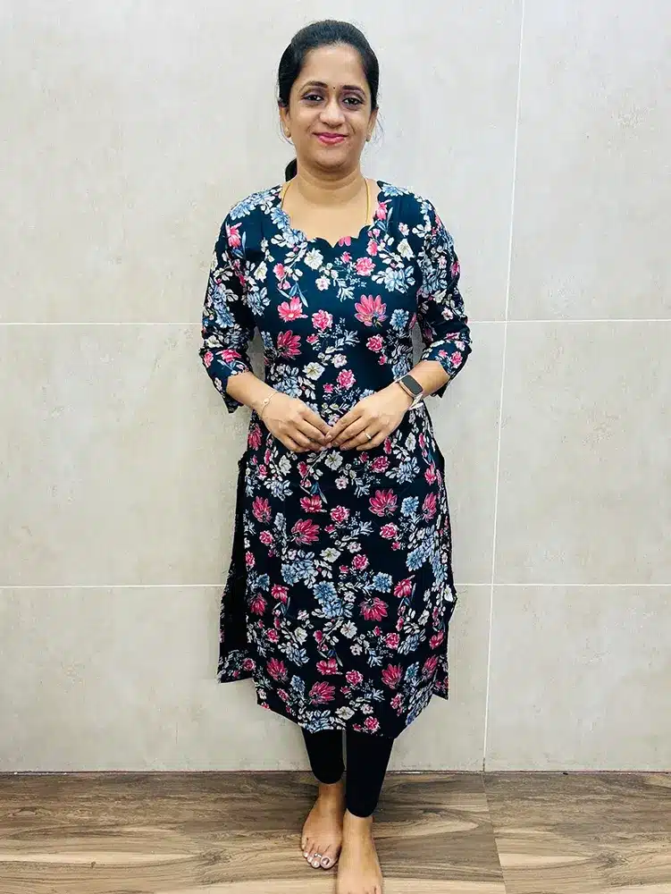 Printed Jaipur cotton top (cotton lining) with scallop neck and sleeves (straight cut)