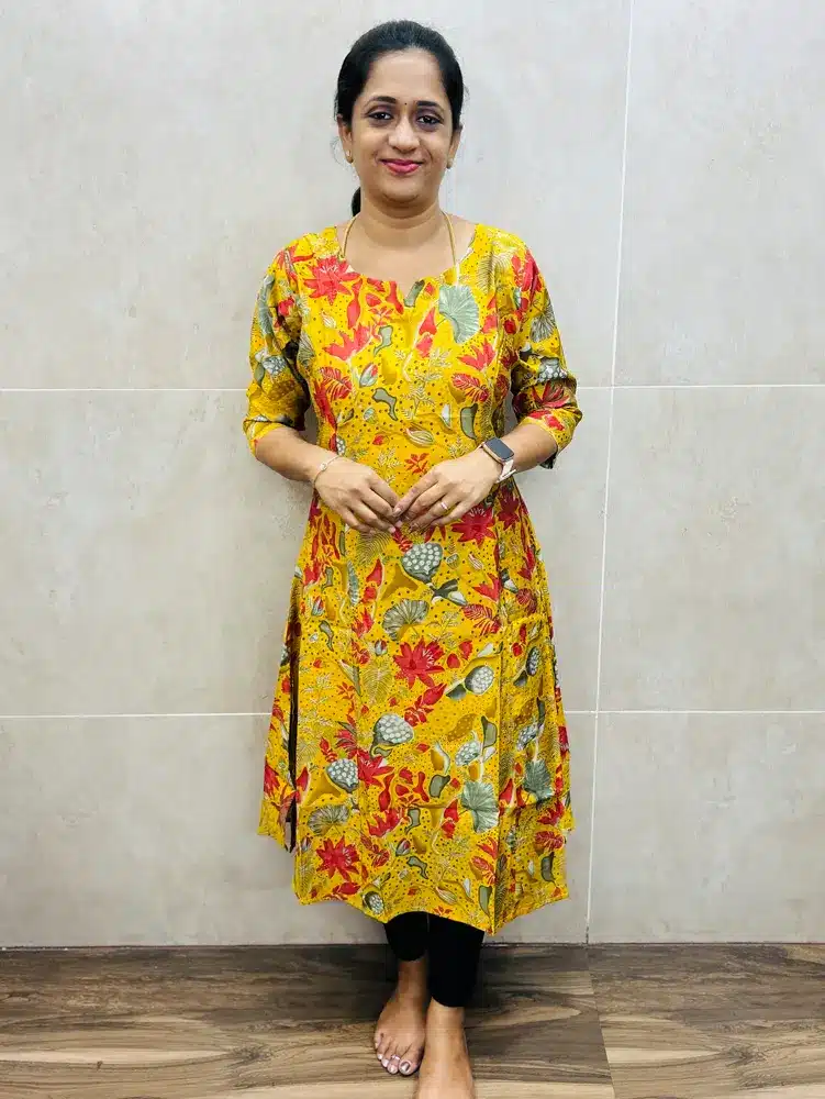 Printed premium Gaji silk top with crepe lining(Princess cut Aline pattern)