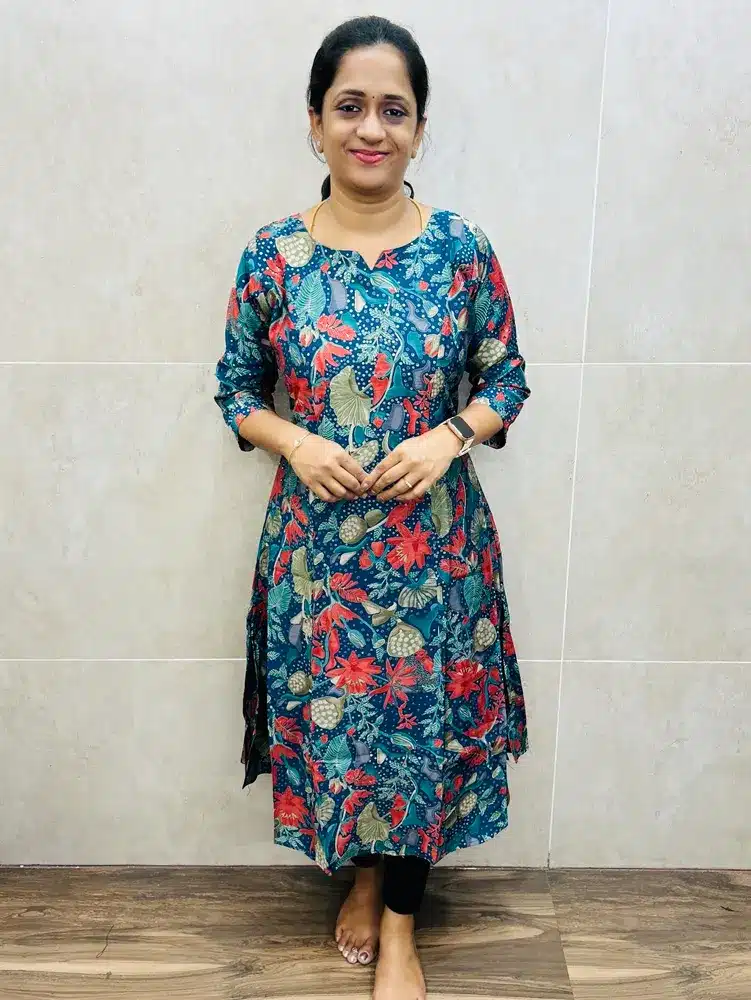 Printed premium Gaji silk top with crepe lining(Princess cut Aline pattern)