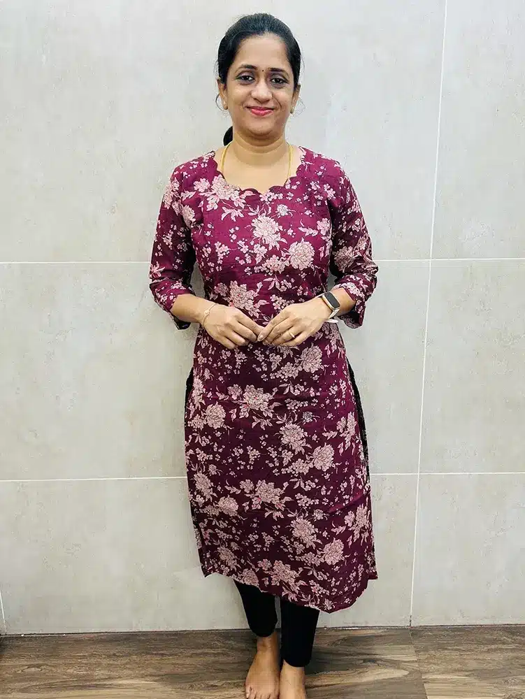 Printed Jaipur cotton top (cotton lining) with scallop neck and sleeves (straight cut)