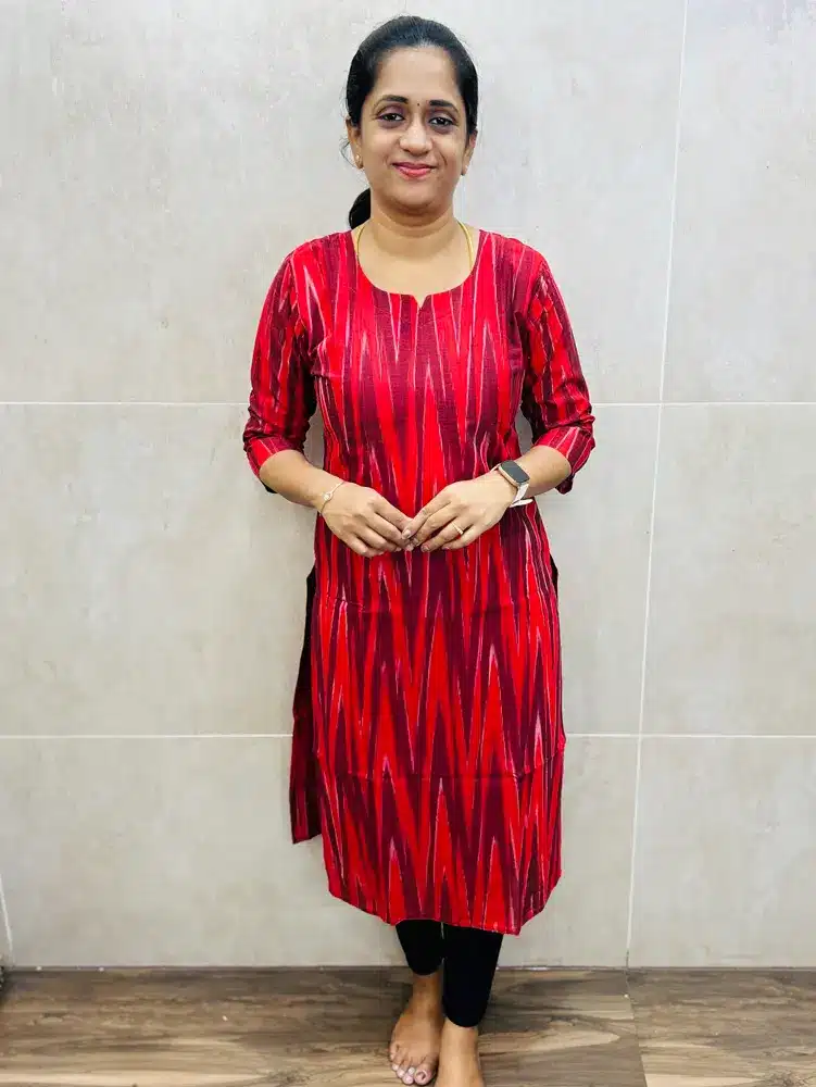 Pure Handloom Ikkat cotton kurtis with cotton lining(straight cut)