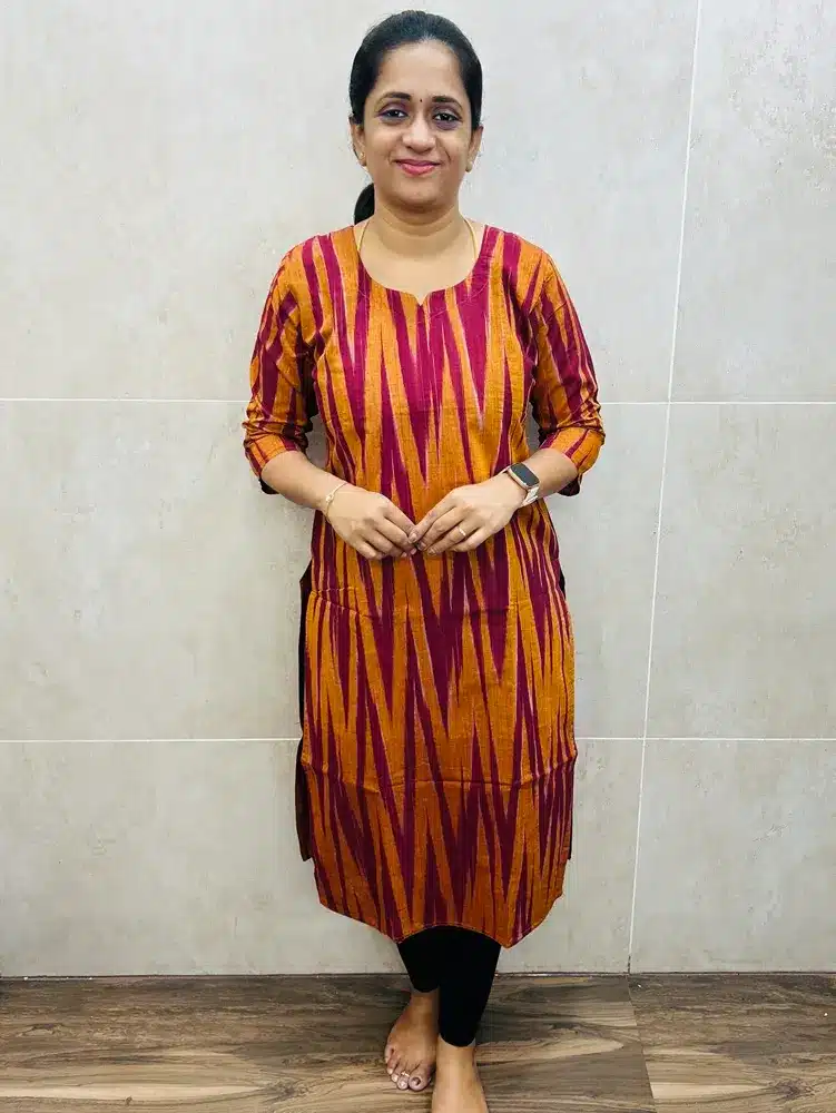 Pure Handloom Ikkat cotton kurtis with cotton lining(straight cut)