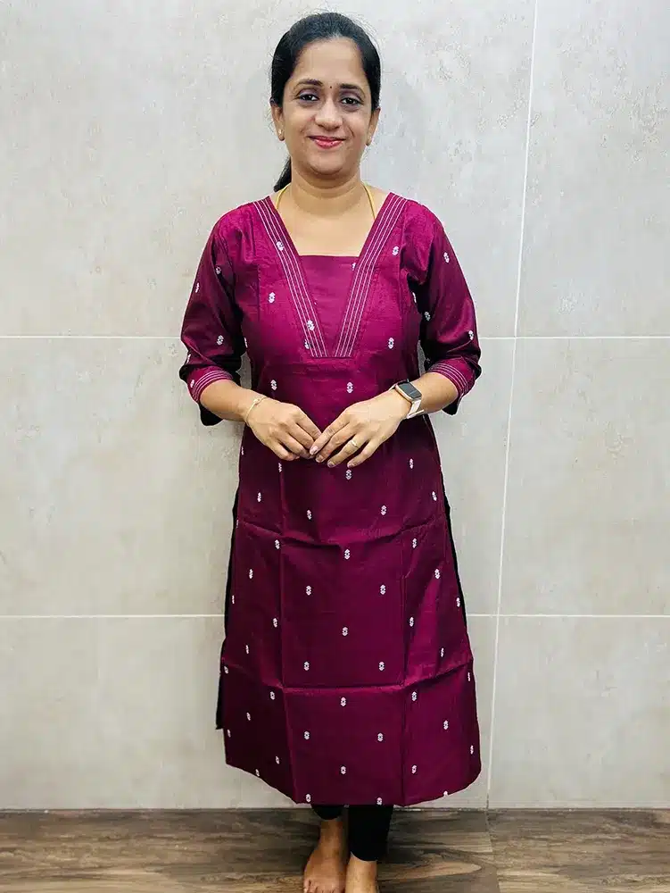 Premium silk cotton top (cotton lining) with allover thread woven buttas (straight cut)
