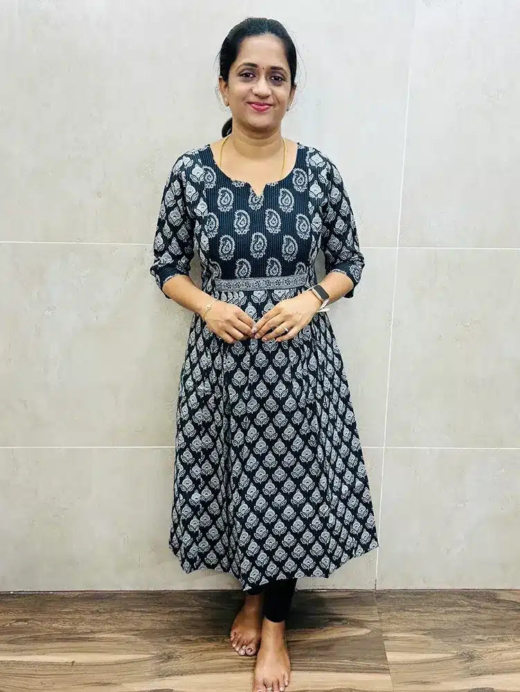 Handblock printed Kantha cotton top with cotton lining (Aline pattern)