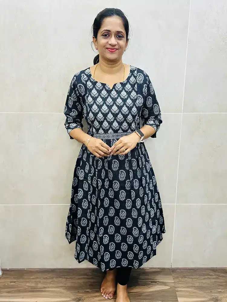 Handblock printed Kantha cotton top with cotton lining (Aline pattern)