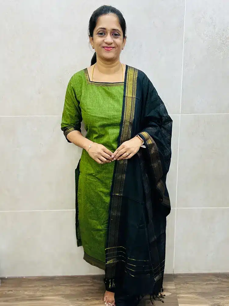 Pure Mangalagiri cotton top (cotton lining) paired with cotton dupatta and cotton bottom