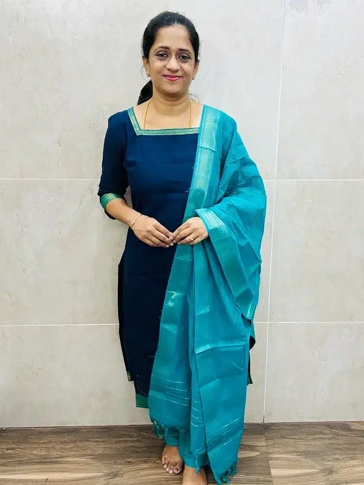 Pure Mangalagiri cotton top (cotton lining) paired with cotton dupatta and cotton bottom