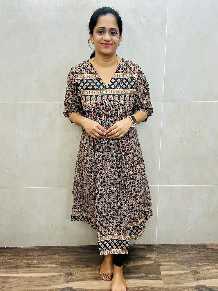 Black - Ajrakh printed cotton top with cotton lining (Alia cut pattern)