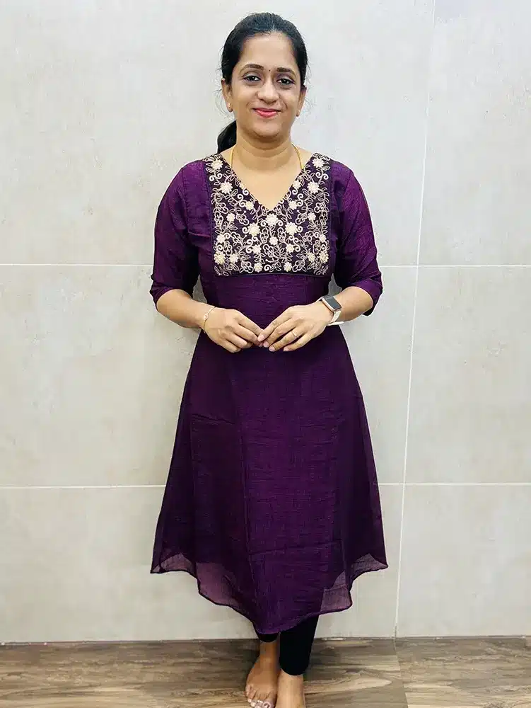 Soft crush silk top (full crepe lining) with embroidered yoke (Aline pattern)