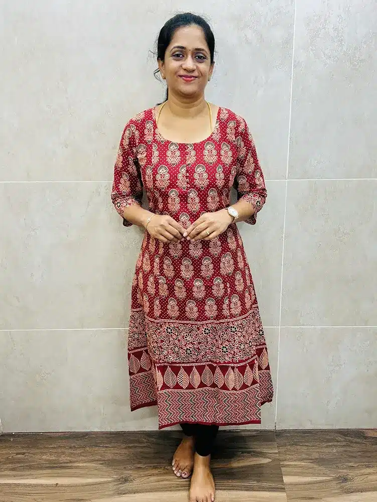 Pattern 1 - Original Ajrakh dyed Handblock printed cotton top (Aline pattern)