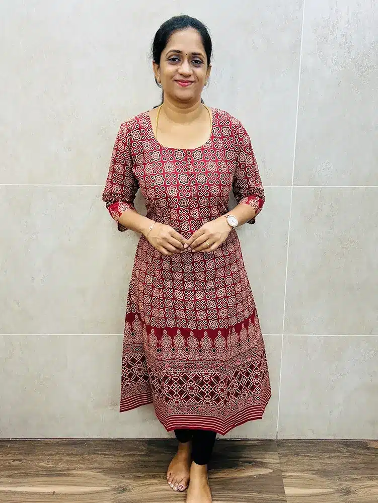 Pattern 2 - Original Ajrakh dyed Handblock printed cotton top (Aline pattern)