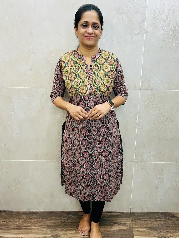 Black - Ajrakh printed Jaipur Kantha cotton top (cotton lining) with fancy buttons on yoke (straight cut)