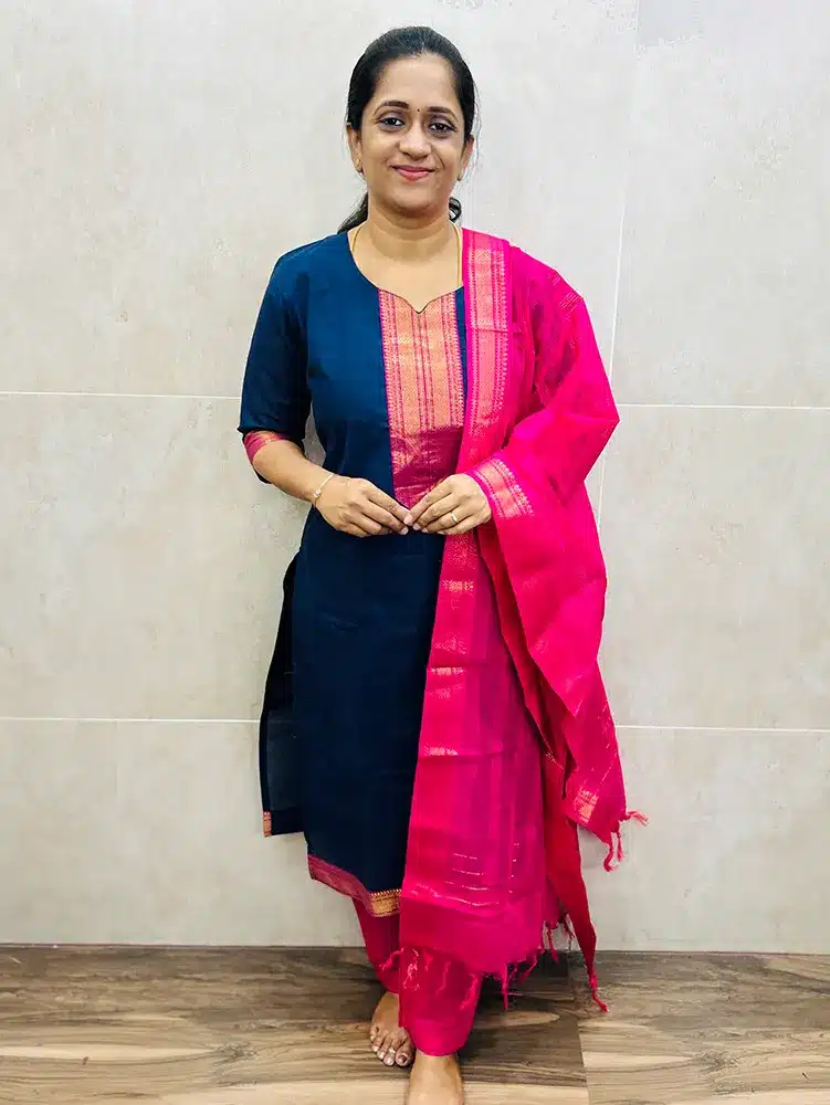 Pure Mangalagiri cotton top (cotton lining) paired with cotton dupatta and cotton bottom
