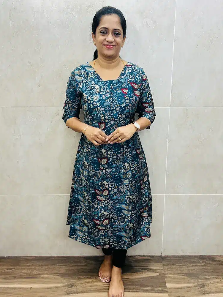 Premium muslin silk top (crepe lining) with Potli work and box pleat pattern (Aline pattern)