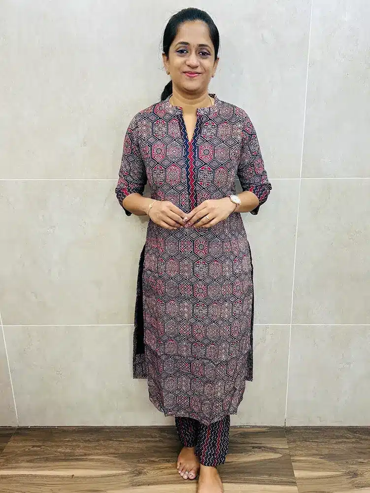 Blue - Ajrakh cotton top (cotton lining) paired with Ajrakh cotton bottom (straight cut)