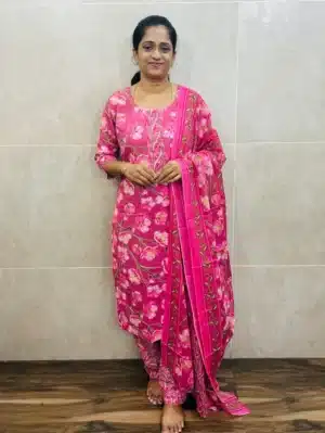 TOP ONLY-(Onion pink)Printed Jaipur cotton top (cotton lining)