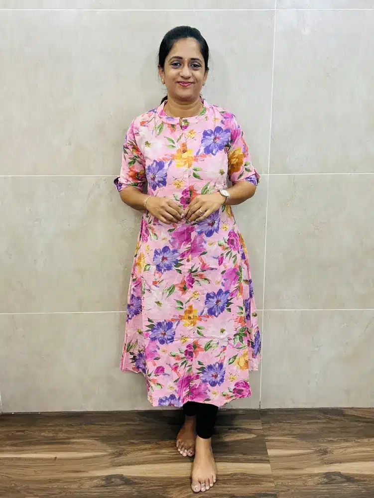 Premium pure cotton top with allover fancy buttons(Aline pattern)