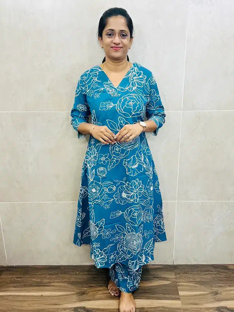 Pure cotton top paired with printed cotton bottom (palazzo bottom)