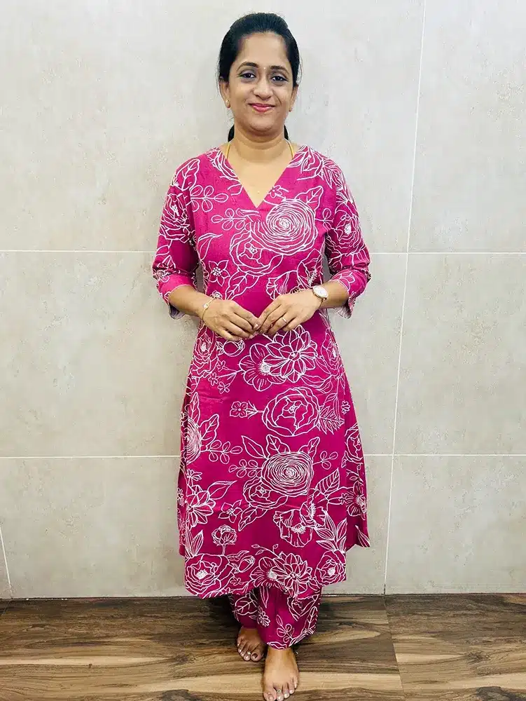 Pure cotton top paired with printed cotton bottom (palazzo bottom)