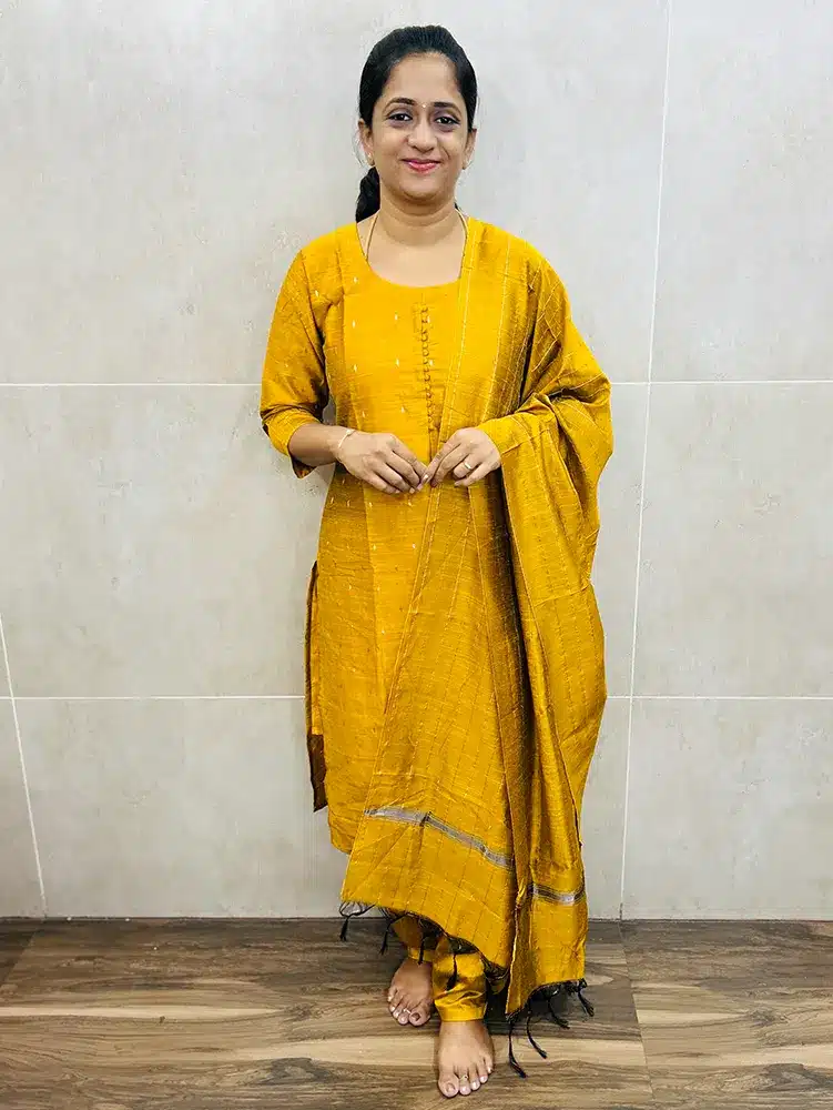 Top only-Premium semi raw silk top with cotton lining