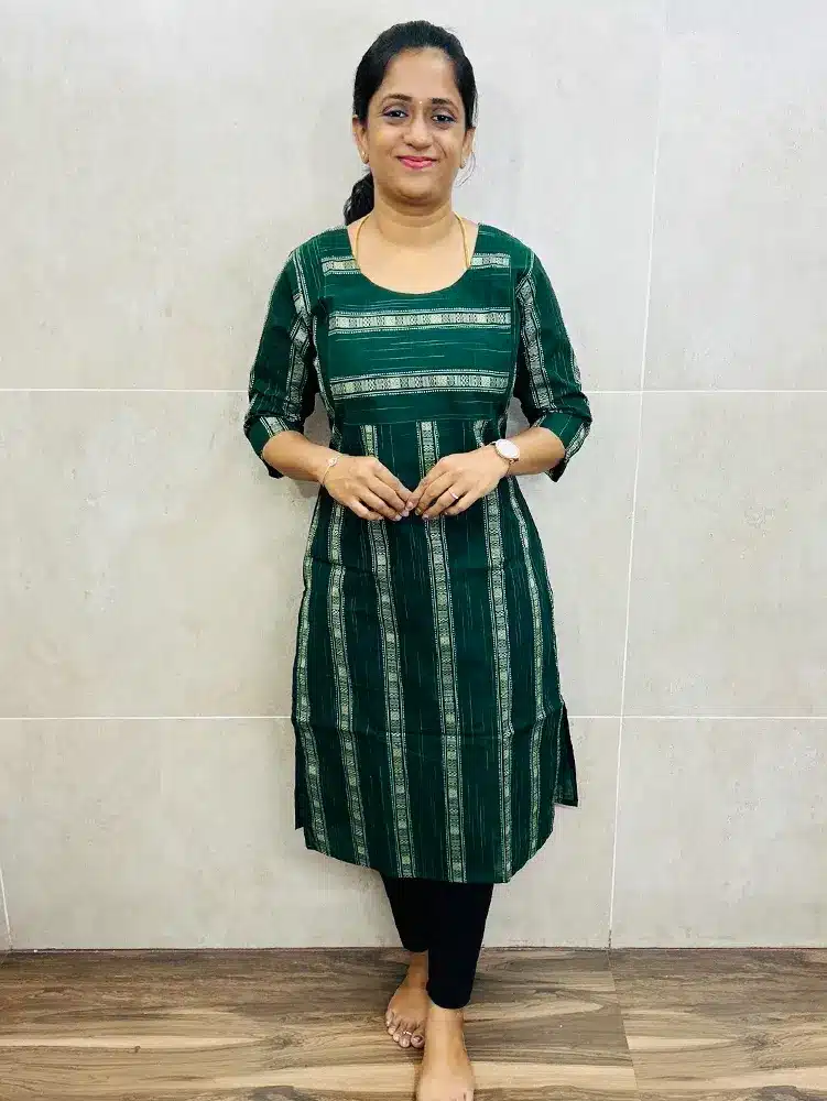 Green Spaghetti Handloom Cotton Top main image 1