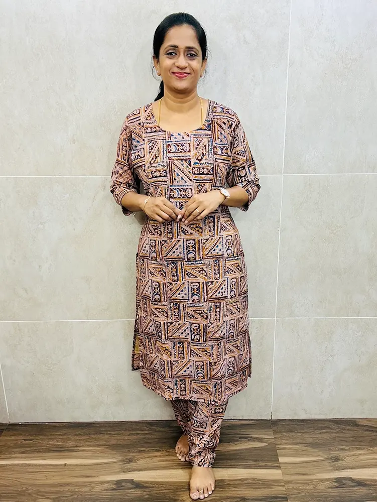 TOP ONLY-Natural dyed Kalamkari printed cotton top (cotton lining)