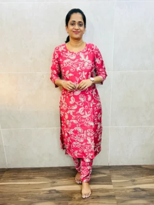 Printed silk cotton top (cotton lining) paired with printed silk cotton bottom (straight cut)