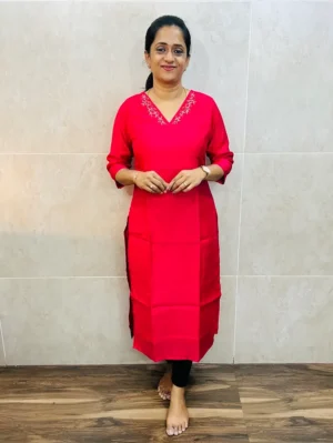 Premium soft silk top (full crepe lining) with elegant handwork on yoke (straight cut)