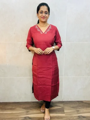 Premium soft silk top (full crepe lining) with elegant handwork on yoke (straight cut)